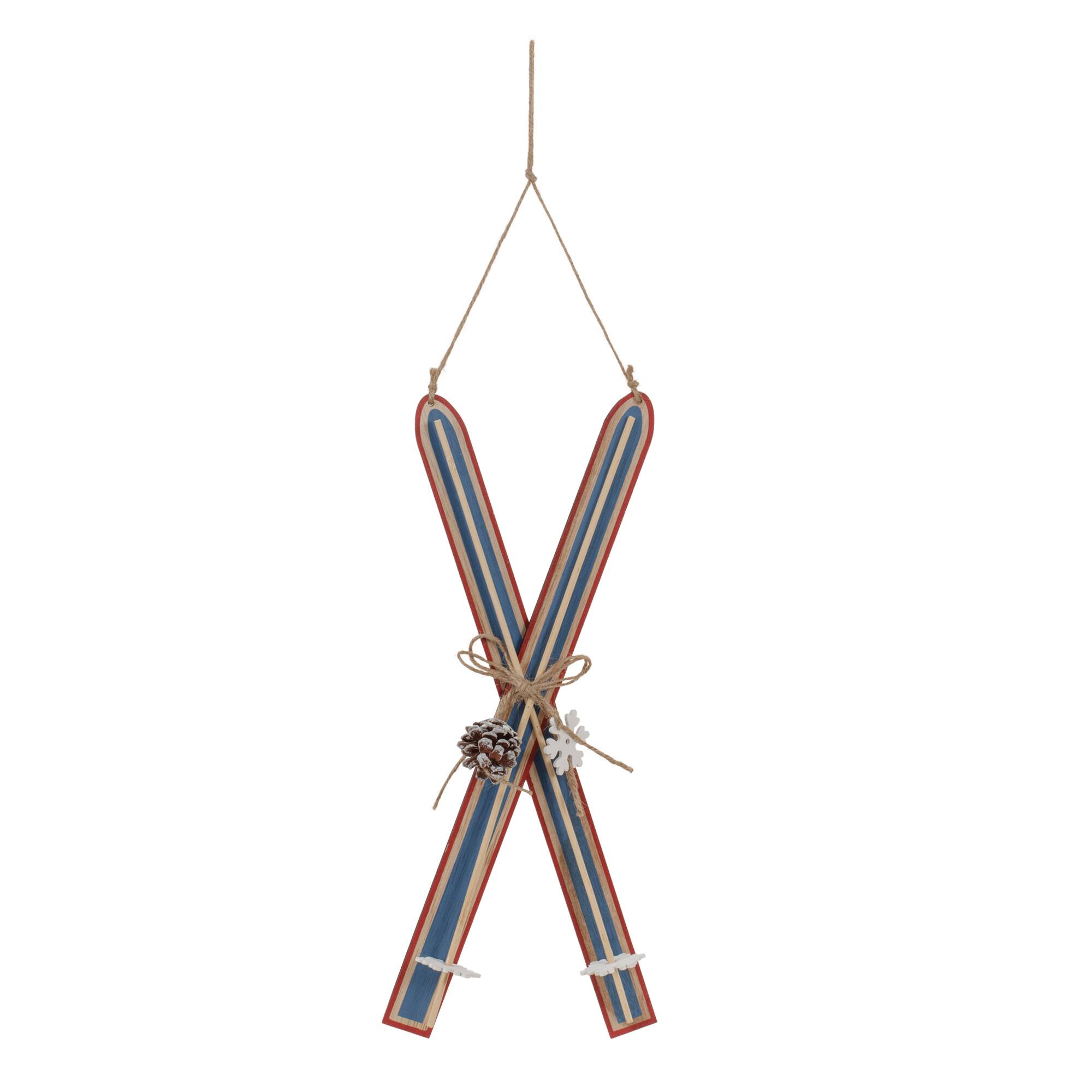 15.5" Wood Ski Ornaments, 2ct.